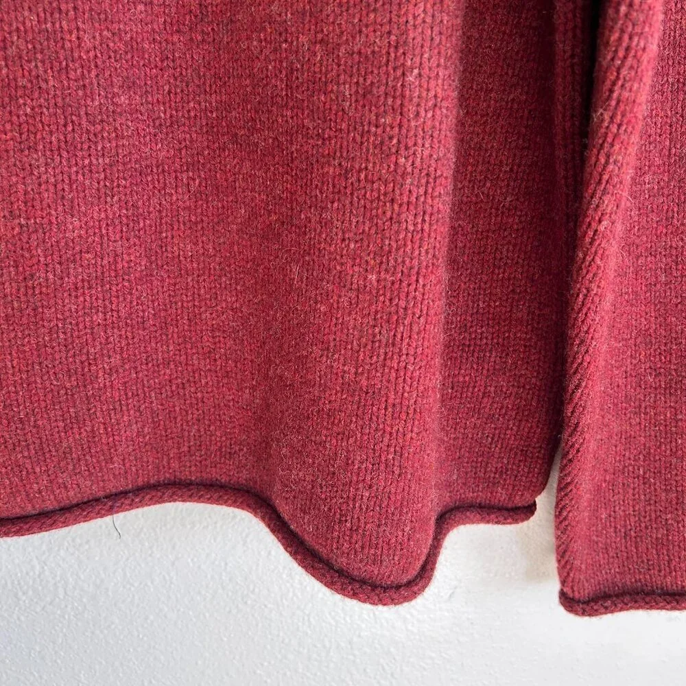 NWT J Crew Oarsman Sweater L Maroon 100% Lambswool Thick High Neck 61264